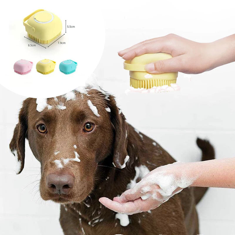 Silicone Dog Bath Massage Gloves Brush Pet Cat Bathroom Cleaning Tool Comb Brush For Dog Can Pour Shampoo Dog