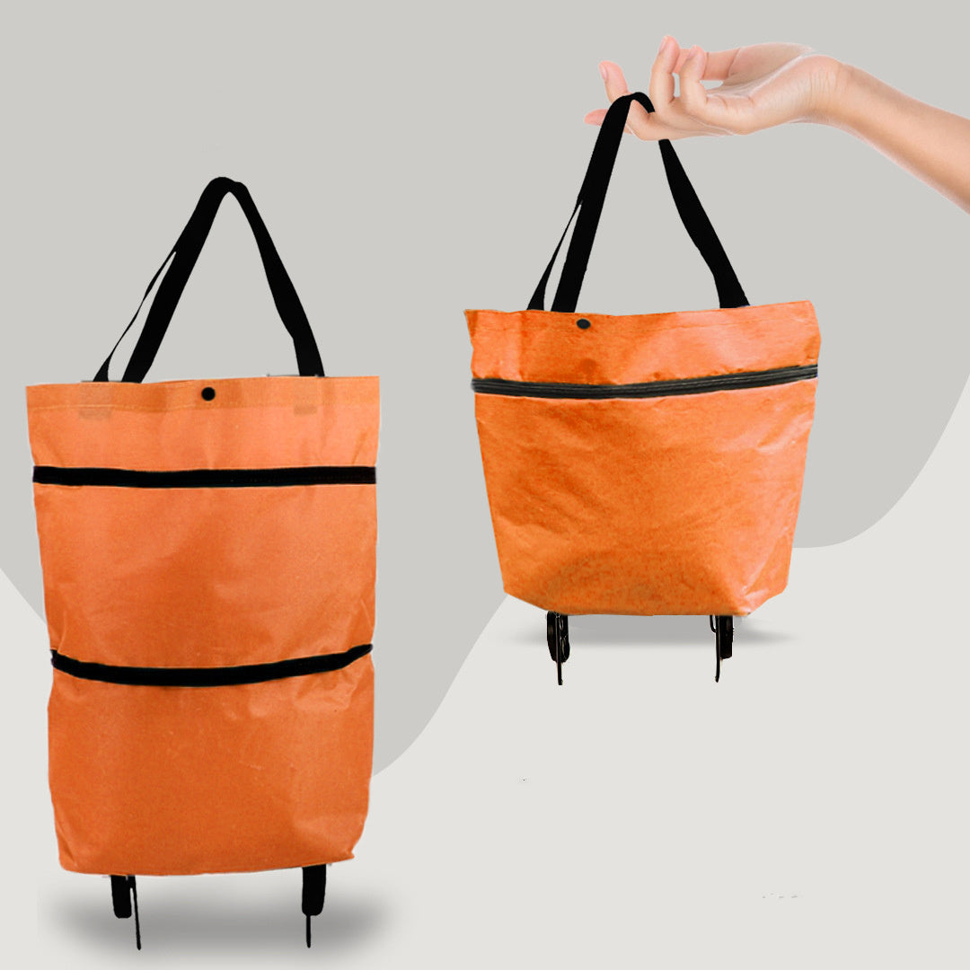 2 in 1 Foldable Shopping Cart with Wheels  Shopping Bag Organizer High Capacity