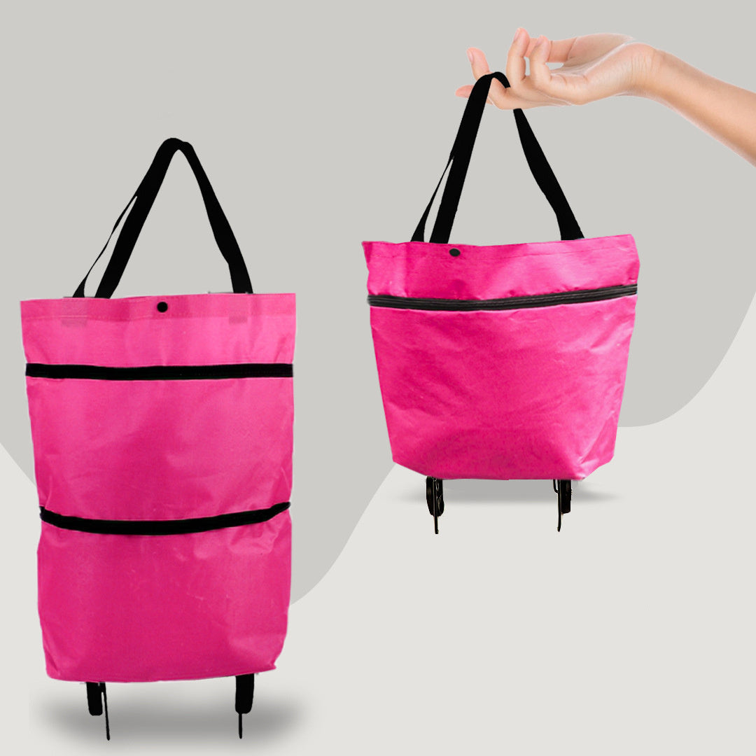 2 in 1 Foldable Shopping Cart with Wheels  Shopping Bag Organizer High Capacity