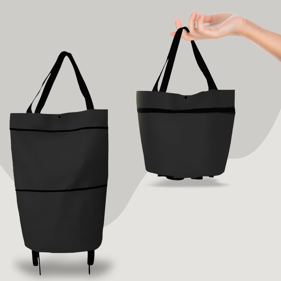 2 in 1 Foldable Shopping Cart with Wheels  Shopping Bag Organizer High Capacity