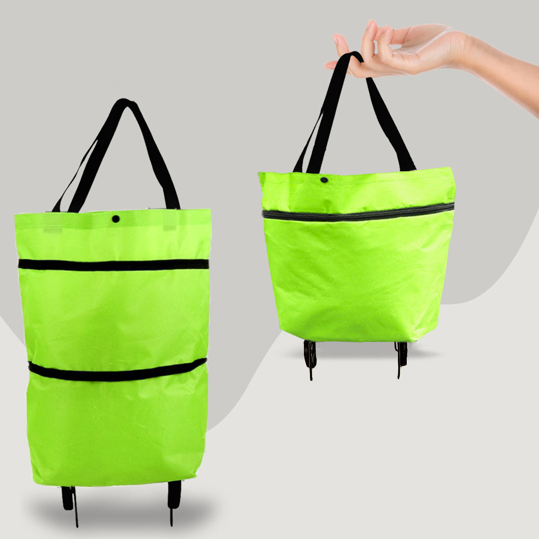 2 in 1 Foldable Shopping Cart with Wheels  Shopping Bag Organizer High Capacity