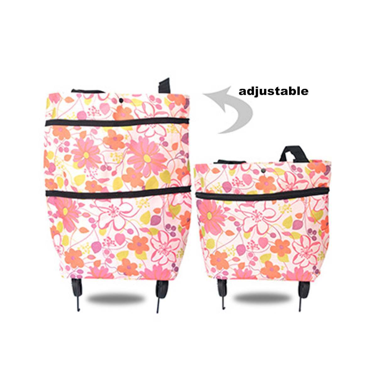 2 in 1 Foldable Shopping Cart with Wheels  Shopping Bag Organizer High Capacity