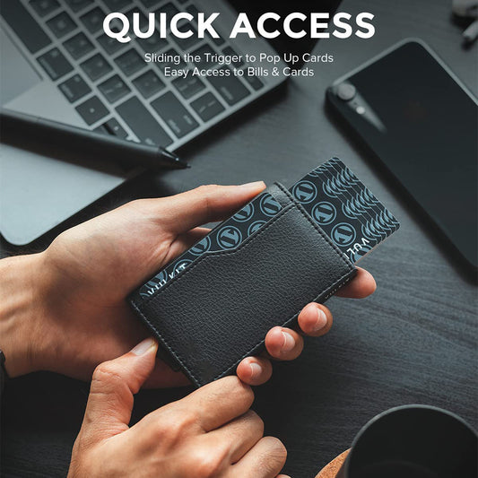 Rfid Blocking Automatic Leather Up Mininal Wallet