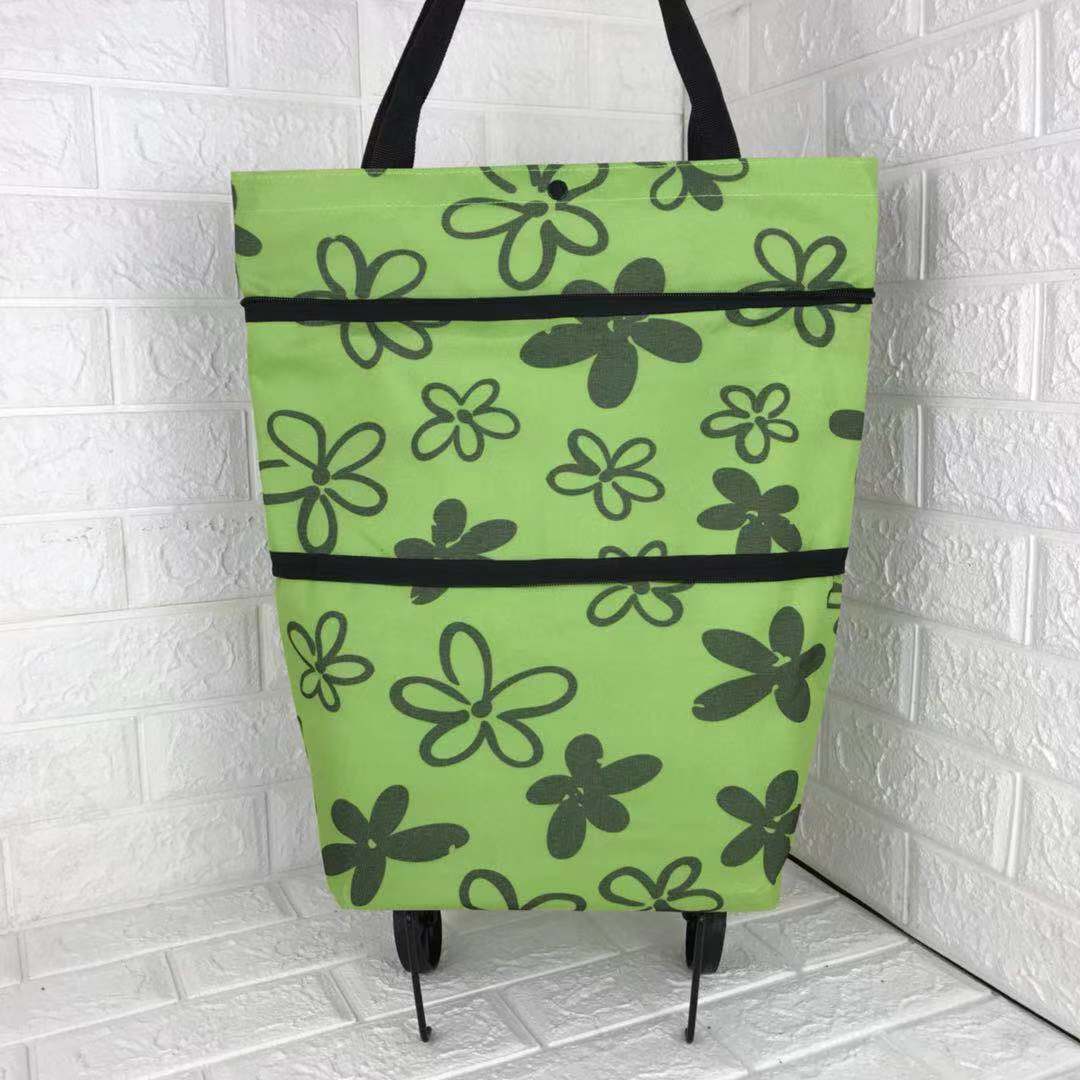 2 in 1 Foldable Shopping Cart with Wheels  Shopping Bag Organizer High Capacity