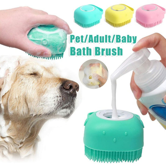 Silicone Dog Bath Massage Gloves Brush Pet Cat Bathroom Cleaning Tool Comb Brush For Dog Can Pour Shampoo Dog