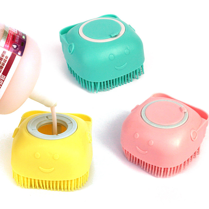 Silicone Dog Bath Massage Gloves Brush Pet Cat Bathroom Cleaning Tool Comb Brush For Dog Can Pour Shampoo Dog